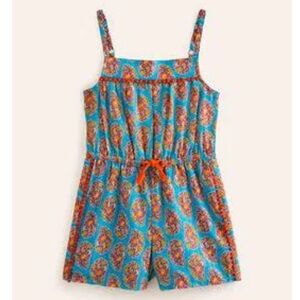 Mini Boden Kids Print Romper Playsuit Azure Blue Paisley Kids Size 7-8Y